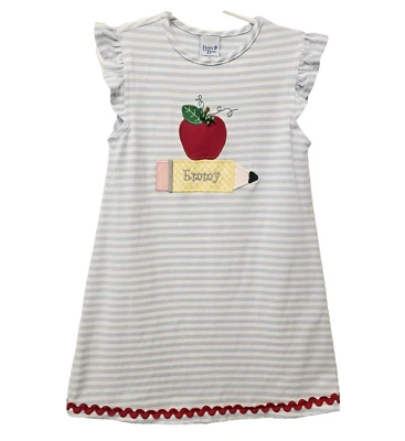 Vestido escolar The Bailey niños niñas lápiz manzana sin mangas rayas EMMY talla 5T Foto 1 de 4