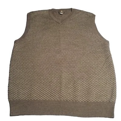 Toscano Size XL (FITTED) Merino Wool Blend Geometric Zig Zag Gray Sweater Vest - Image 1 of 4