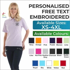 Personalised Custom Embroidered Uneek UC106 Ladies Poloshirt Work Polo Tee Shirt - Picture 1 of 23