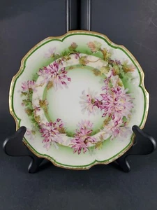 Vintage Limoges France Hand Painted Floral Plate Chrysanthemum Gilded Plz Read - Picture 1 of 7
