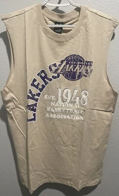 Ultra Game Los Angeles Lakers Shirt Mens L Purple Cutoff Tee Tank Workout Cream - Image 1 of 4