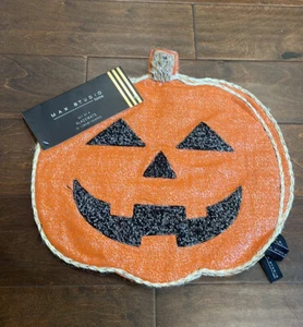 Nicole Miller Kürbis Tischsets Orange Lurex Neu Halloween - Bild 1 von 3