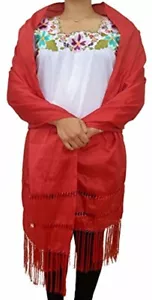 Chal Mexicano Rebozo para Mujer TOTALMENTE NUEVO Mexicanos Bufanda Doula Rojo Manta Roja - Imagen 1 de 6