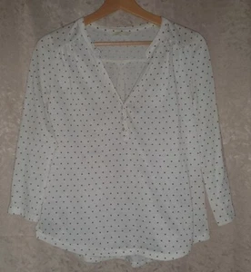 H&M🌿Bluse Blusenshirt Tunika🌿Gr. 34-36; S 🌿Weiß mit schwarz-braunen Punkten - Bild 1 von 7
