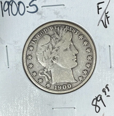 1900-S BARBER SILVER HALF DOLLAR ~ FINE/VF ~NICE COIN~ Cover