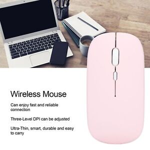 (Pink) Ultra Thin Wireless Mouse Smart Portable Gaming And Office