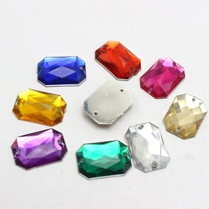 100 Mixed Color Flatback Acrylic Rectangle Sewing Rhinestone 13X18mm Sew on bead - Picture 1 of 6