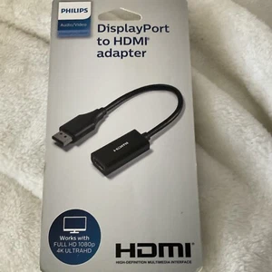 Philips Audio Video Display Port to HDMI Adapter - BLACK NEW HD1080p 4K UltraHD - Picture 1 of 6