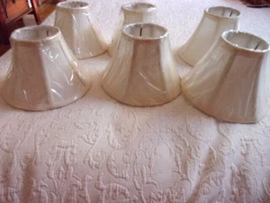Cream Fabric Covered Small Lamp Shades--6 Not Clip-on - Picture 1 of 5