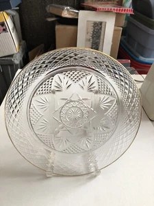 Luminorc Crystal D’arques Durand 10” Clear Gold Trim Dinner Plate - Picture 1 of 4