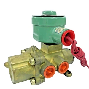 ASCO Red Hat 8344B5 4-Way Brass Solenoid Valve 3/8" Nema 4 120V AC 10-250 psi - Picture 1 of 5