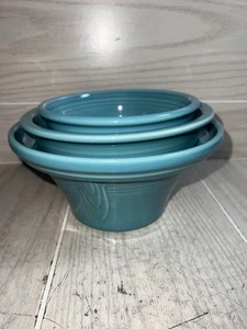 Vintage Turquoise Blue Fiesta Fiestaware Hostess Bowls Lot Of 3 HLC USA - Picture 1 of 15