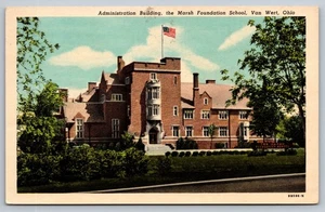 Carte postale ancienne Marsh Foundation école Van Wert Ohio Curteich - Photo 1/2