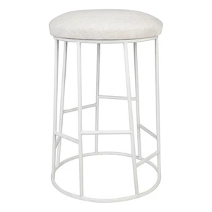 NEW Cafe Lighting Aiden Steel Kitchen Stool Natural & White - Picture 1 of 5