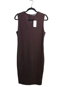 Vince Sheath Sleeveless Midi Casual V Neck Burgundy Dress Women's Size 10 - Picture 1 of 6