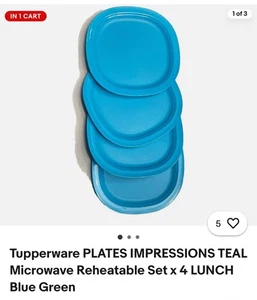 Tupperware MICROWAVE REHEATABLE LUNCHEON PLATES SET of 4 - Picture 1 of 1