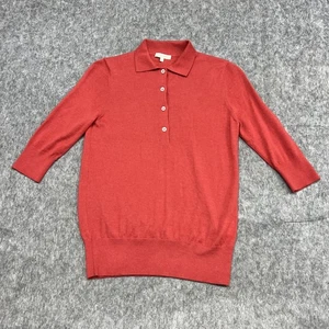 Maglione Ann Mashburn donna piccolo rosso cashmere manica 3/4 pullover colletto maglia - Foto 1 di 20