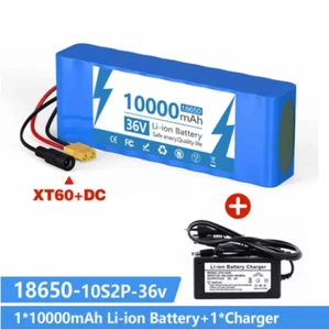 New 10S2P 36V 10Ah Battery Pack XT60 Charging Plug Rechargable Batteries - Picture 1 of 15