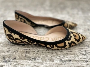 Sam Edelman RENA Ballet Flats Pointed Toe D'orsay Sandals Size 8 Leopard Fur - Picture 1 of 11