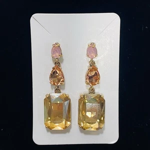 Vintage Ohrringe goldfarben Strass baumelnd für durchbohrte Ohren SCHÖNHEITEN - Bild 1 von 4