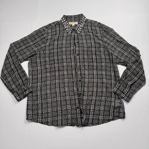 Michael Michael Kors Hemd Damen XL schwarz weiß kariert Schmuckkragen Bluse - Bild 1 von 12