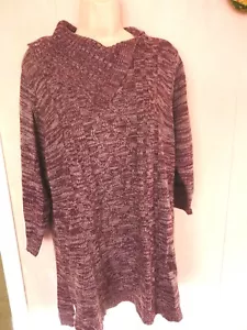 JASON MAXWELL WOMEN'S PLUS SIZE 1X SWEATER COWL NECK NWT PURPLE,WHT  ACRYLI - Picture 1 of 7