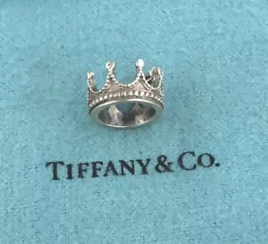 Authentic Tiffany & CO Sterling Silver Ornate Princess Crown Charm With Pouch - Picture 1 of 7