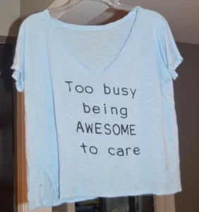 MAGLIETTA T-SHIRT DONNA AEROSTALE "TROPPO OCCUPATA ESSERE FANTASTICA DA CURARE" TOP - Foto 1 di 1