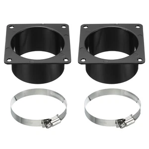 3" Duct Connector Flange Dryer Vent Wall Square to Round with Clamp 2pcs Black - Picture 1 of 5