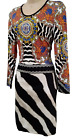 Roberto Cavalli Sonnenblume, Zebradruck Kleid. IT 44.  UK 12