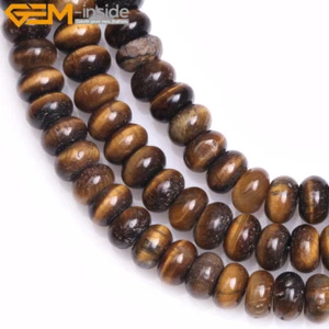 Natural Gemstone Rondelle Brown Tiger's Eye Stone Jewelry Making Spacer Bead 15" - Picture 1 of 34