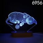 Night Light Cat Playing 3D LED 7 Color Change Table Desk Lamp Wooden Base Gift