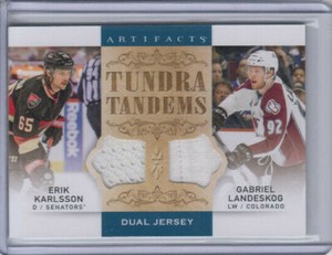 14/15 UD Artifacts Erik Karlsson Gabriel Landeskog TT Dual GUJ card #TT-KL