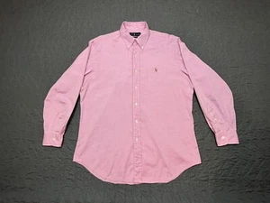 Vintage Ralph Lauren Classic Fit Pink Dress Shirt Mens Medium 16 Full Color Pony - Picture 1 of 5