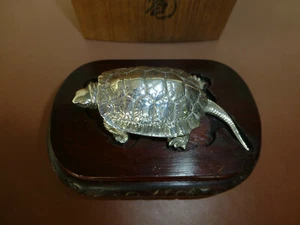 Rare Antique Solid Silver .970 Okimono Turtle Japanese Taisho Quality Handmade - Picture 1 of 12