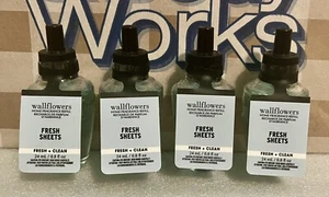 Bath & Body Works FRESH SHEETS Wallflower Scented Oil Refill Bulbs x 4 Pack Lot - Picture 1 of 1