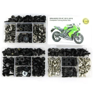 Fit For 2012-2016 Kawasaki Ninja650 ER 6F 2013 Cowling Fairing Bolts Kit Black - Picture 1 of 10