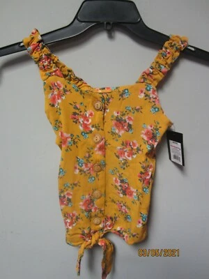 Art Class Youth Girls Golden Floral Sleeveless Top Size S (6/6X) - Image 1 of 3