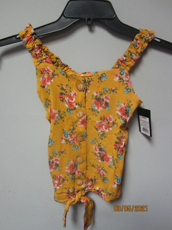 Art Class Youth Girls Golden Floral Sleeveless Top Size S (6/6X)