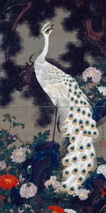Tile Mural Japanese peacock flowers I. Jakuchu Kitchen Backsplash Marble Ceramic - Picture 1 of 23