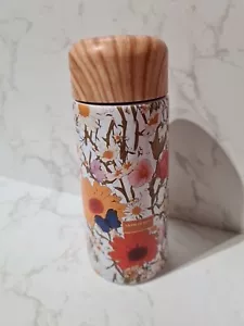 Vacuum Flask Chic Mini 180ml Floral Pattern Leak Proof Wood Grain Lid - Picture 1 of 8