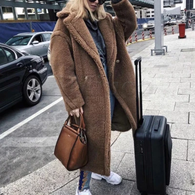 Women's winter teddy bear feel fur long coat super large luxury thick jacket - Image 1 of 4