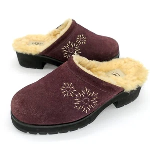 UGG Australia Solvang Suede Sheepskin Mules Clogs Purple Chunky 5430 Women's 7 - Imagen 1 de 4