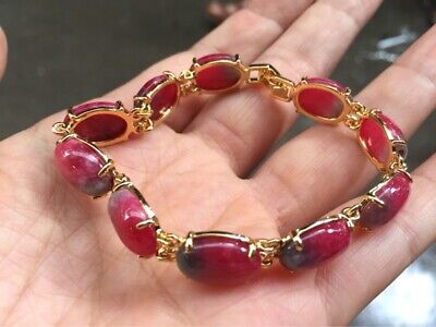 Chinese Hand Carved Natural Pink Jade Bracelet • 9.99$