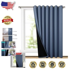 Elegante cortina opaca azul piedra resistente para puertas correderas - 100x95 - Imagen 1 de 11