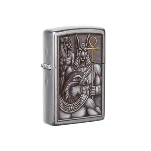 Zippo Windproof Lighter Egyptian Gods Design Street Chrome Finish Pocket 49406 - Picture 1 of 4
