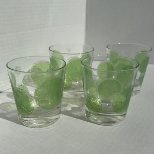 Set of 4 Vintage Fred Press Double Old Fashioned Glasses with Lime Slice Design - Picture 1 of 6