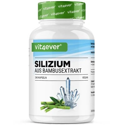 VIT4EVER Silicio - 240 Capsule (v) Estratto di Germogli di Bambù 500 mg Silicio Puro (Giorno)