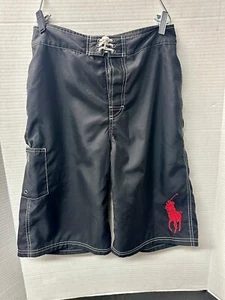 Polo Ralph Lauren Boys L (14-16) Black Board Shorts Embroidered Big Pony Logo - Picture 1 of 10