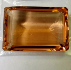 133.66+ Ct. Big Size Brazilian Peach Topaz AAA+ Emerald Cut Loose Gemstone Gift - Picture 1 of 7